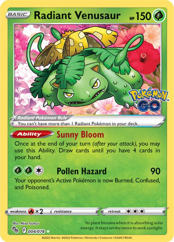 Radiant Venusaur 004/078 Ultra Rare Pokemon Card (Pokemon GO!)