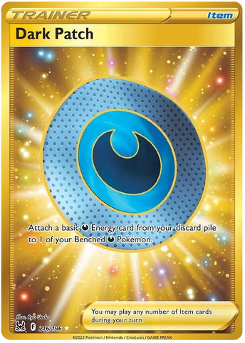 Dark Patch 216/196 Gold Secret Rare Pokemon Card (SWSH Lost Origin)