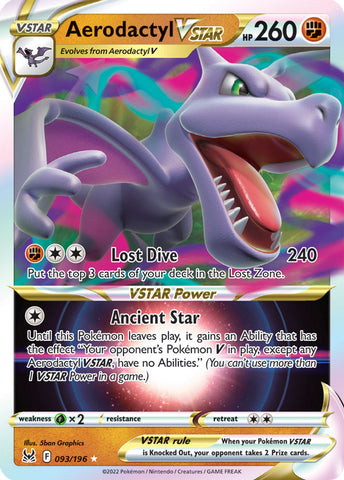 Aerodactyl VSTAR 093/196 Ultra Rare Pokemon Card (SWSH Lost Origin)