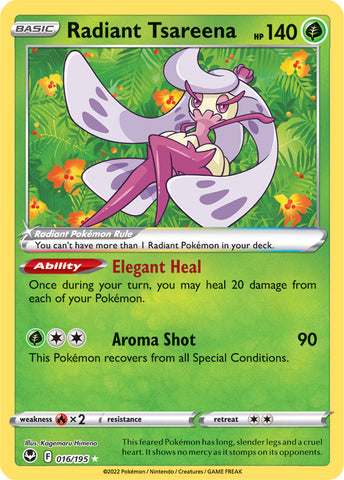 Radiant Tsareena 016/195 Ultra Rare Pokemon Card (SWSH Silver Tempest)
