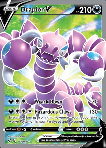 Drapion V 175/185 Full Art Ultra Rare Pokemon Card (SWSH 4 Vivid Voltage)