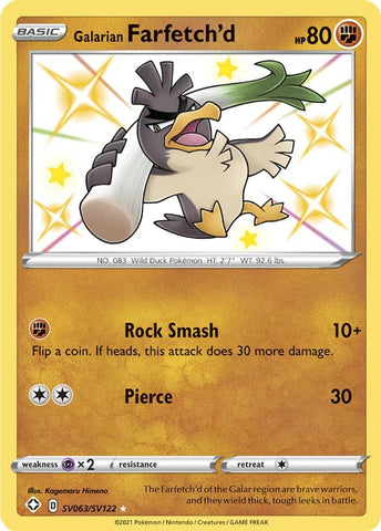 Galarian Farfetch'd SV063/SV122 Shiny Rare Pokemon Card (Shining Fates)