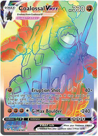 Coalossal VMAX 189/185 Full Art Rainbow Rare Pokemon Card (SWSH 4 Vivid Voltage)